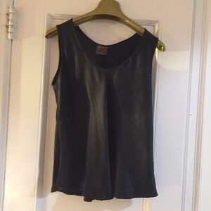 Uluru silk bias cut black tank
